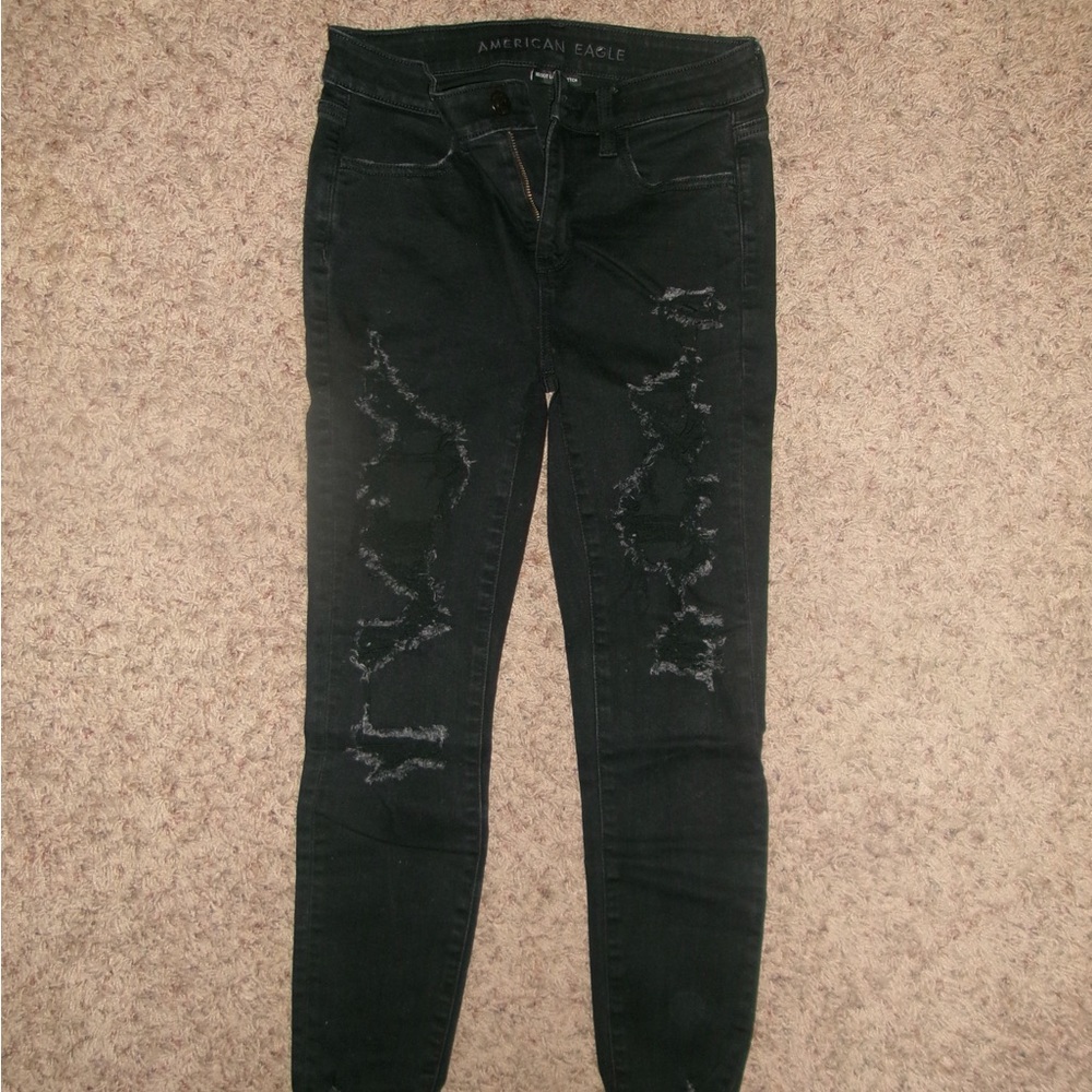 American Eagle Black ripped Jeans 4